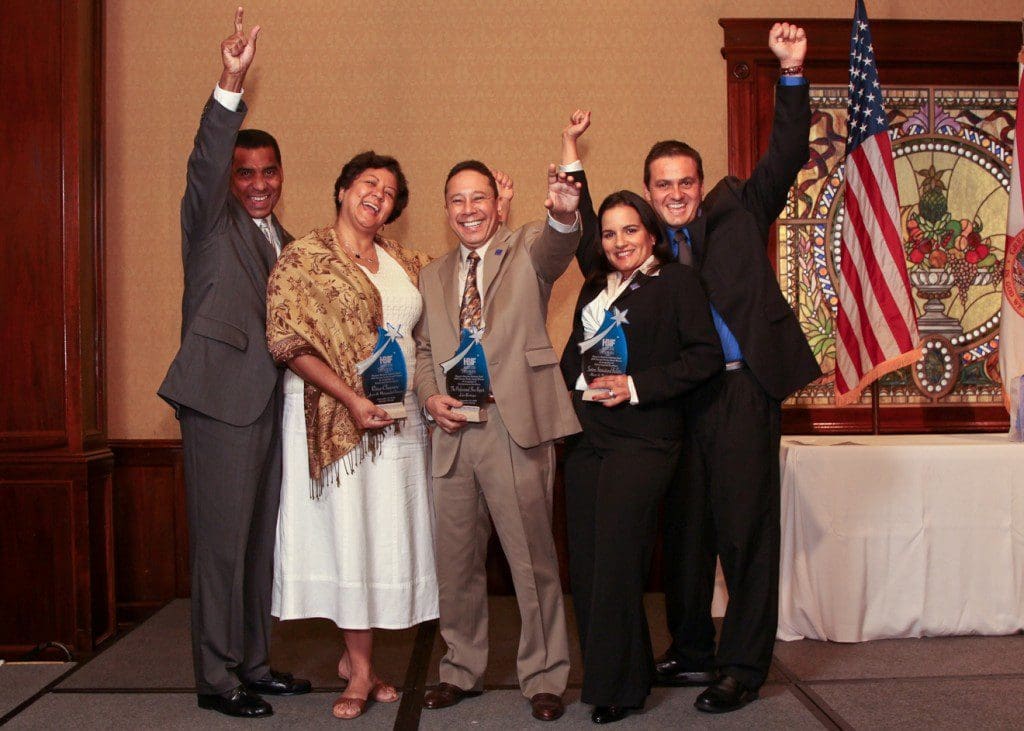 HBIF SSL Winners Success Stories Luncheon Winners (r to l) Juan and Marianela Chirinos, Luis Restrepo, and Martha and Alberto Santoni rejoice over the recognition of their small business success.