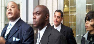 l-r: Former prosecutor Kyan Ware; J. Willie David - President-FCRA; Hispanic community leader, Jose Bosque and former prosecutor, Esther Whitehead at FCRA press conference, Orange County Courthouse, January 4, 2013 (Photo: WONO)