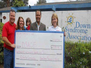 Five Guys Burgers & Fries Operating Partner Les Hatter, DSACF Executive Director Amy VanBergen, Devon Bittle, DSACF Director of Development Edward DeAguilera and Five Guys Burgers & Fries District Manager Megan Frosch