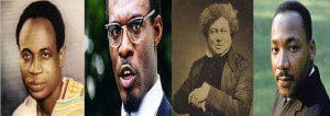 l-r: Kwame Nkrumah, Patrice Lumumba, Alexandre Dumas and Dr. Martin Luther King Jr.