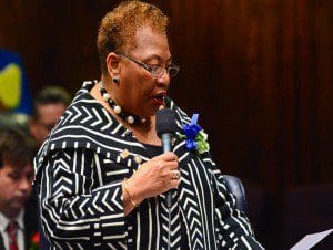 Senator Geraldine Thompson reads