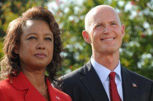 Former Lt. Gov. Jennifer Carroll (l) and Gov. Rick Scott (r)