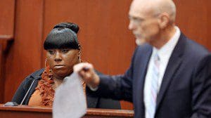 Prosecution witness Rachel Jeantel, taking the witness stand for a second, is being cross-examined by defense attorney Don West, July 27, 2013 (Photo: Orlando Sentinel/Jacob Langston/Pool)