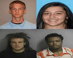 Top: l-r: Konrad Schafter and Victoria Rios Bottom: l-r: Juan Sebastian Muriel and David Damus -- suspects