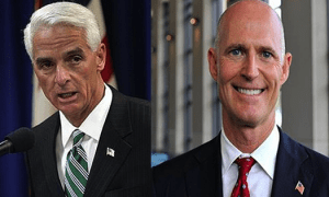 Former Gov. Charlie Crist and Gov. Rick Scott