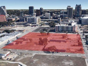 Google earth photo - proposed site of Orlando City Soccer stadium