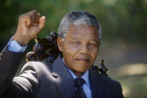 Nelson Mandela on Day After Release --- Image by © Patrick Durand/CORBIS SYGMA