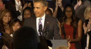 President Barack Obama makes remarks on expanding economic opportunity for women and working families at Valencia College, Orlando, March 20. 2014. (Video still: WFTV)