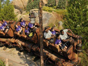 Orlando Magic players Tobias Harris and Victor Oladipo along with youths from Big Brothers Big Sisters of Central Florida ride on the Seven Dwarfs Mine Train, the newest attraction at Magic Kingdom Park. May 28, 2014. (Photo credit: GAry Bassing/Orlando Magic)
