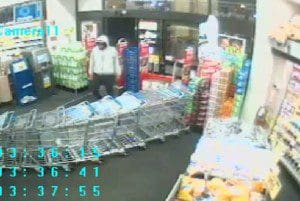 Video still of suspect entering Walgreens, before the robbery